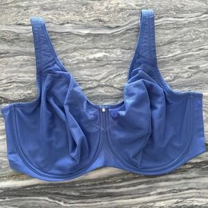 1st & Curve Blue Mesh Unlined Underwire Bra 40H Y42BM401 Rhinestone Detail